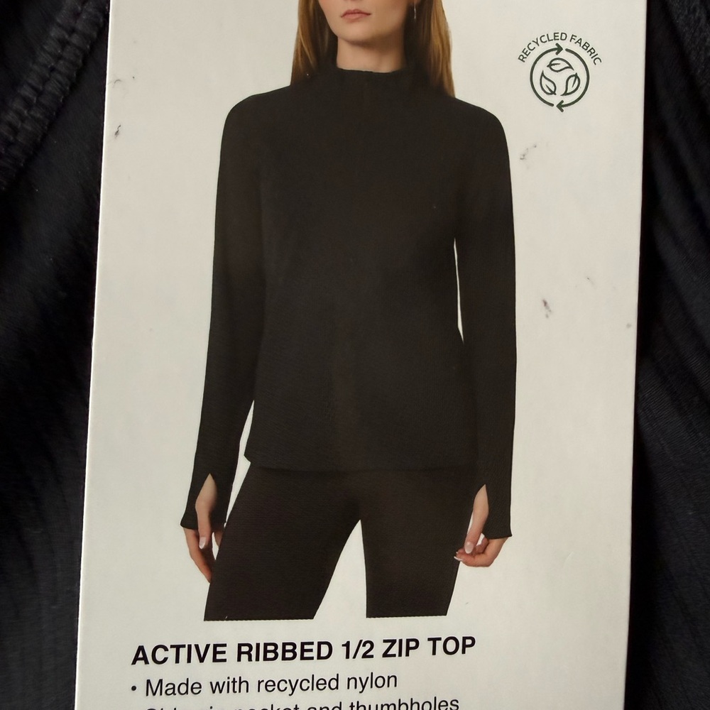 Mondetta Black Ribbed 1/2 Zip Active Shirt